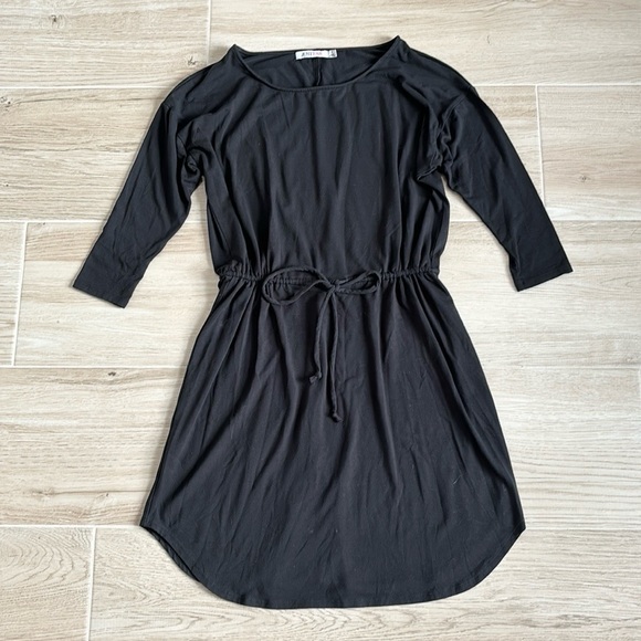 JustFab Dolman Drawstring Black Mini Dress - Picture 1 of 3